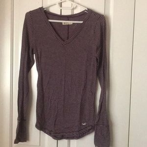 Hollister maroon/white striped long sleeve
